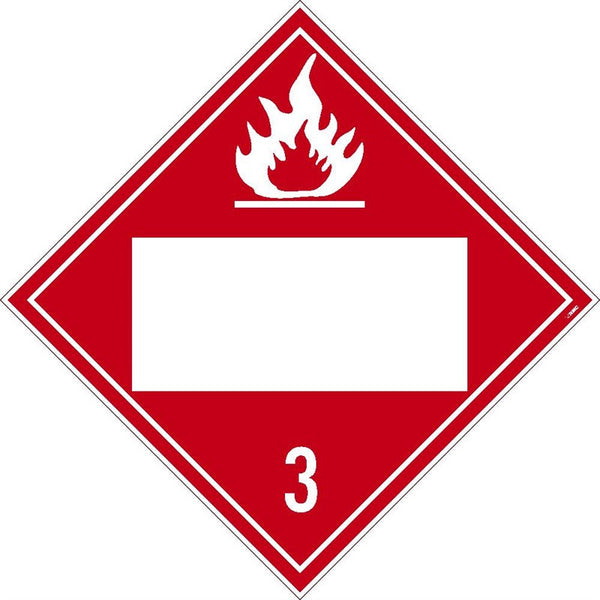 PLACARD, FLAMMABLE 3, BLANK, 10.75X10.75, REMOVABLE PS VINYL, PACK 100