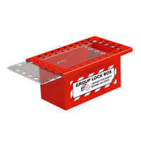 Group Lock Box Red Steel 26-Hole Top Slide Clear Lid | 7630