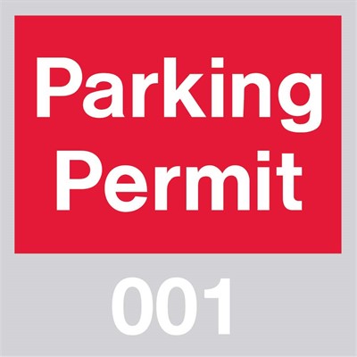 PARKING PERMIT, WINDSHIELD, RED, 001-100