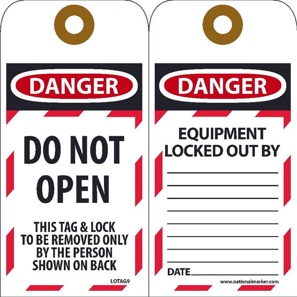 Danger Do Not Open Lockout Tags | TAG9