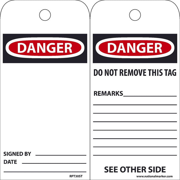 EZ PULL TAGS, DANGER BLANK, 6X3, TAGS ON A ROLL, BOX OF 250