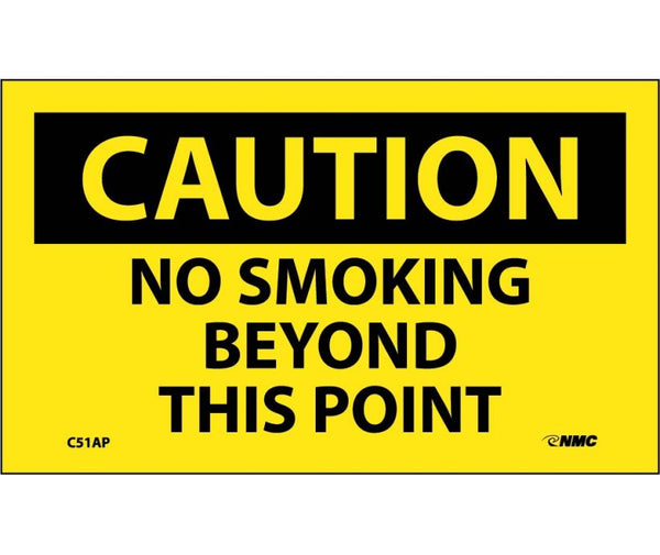 CAUTION, NO SMOKING BEYOND THIS POINT, 3X5, PS VINYL, 5PK