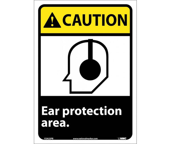 CAUTION, EAR PROTECTION AREA, 14X10, RIGID PLASTIC