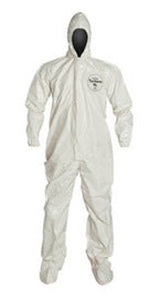 DuPont™ 2X White Tychem® 4000 12 mil Tychem® 4000 Chemical Protective Coveralls (With Hood, Elastic Wrists And Attached Socks) | DPPSL122TWH2X00