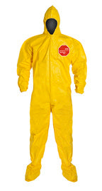 DuPont™ 3X Yellow Tychem® 2000 10 mil Tychem® 2000 Chemical Protective Coveralls (With Hood, Elastic Wrists And Attached Socks) | DPPQC122BYL3X00
