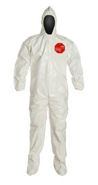 DuPont™ 2X White Tychem® 4000 12 mil Tychem® 4000 Chemical Protective Coveralls (With Hood, Elastic Wrists And Attached Socks) | DPPSL122BWH2X00
