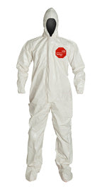 DuPont™ 4X White Tychem® 4000 12 mil Tychem® 4000 Chemical Protective Coveralls (With Hood, Elastic Wrists And Attached Socks) | DPPSL122TWH4X00