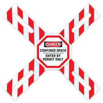 Man-Way Cross„¢ Barrier, DANGER CONFINED SPACE ENTER BY PERMIT ONLY, 42