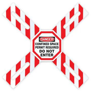 Man-Way Cross„¢ Barrier, DANGER CONFINED SPACE PERMIT REQUIRED DO NOT ENTER, 42