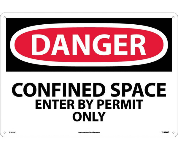 DANGER, CONFINED SPACE ENTER BY PERMIT ONLY, 14X20, RIGID PLASTIC