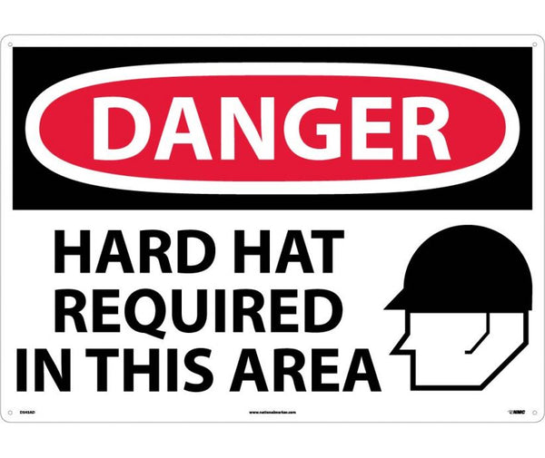 DANGER, HARD HATS REQUIRED IN THIS AREA, GRAPHIC, 20X28, .040 ALUM