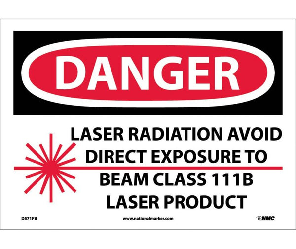 DANGER, LASER RADIATION AVOID DIRECT EXPOSURE TO BEAM CLASS 111B LASER PRODUCT, GRAPHIC, 10X14, PS VINYL