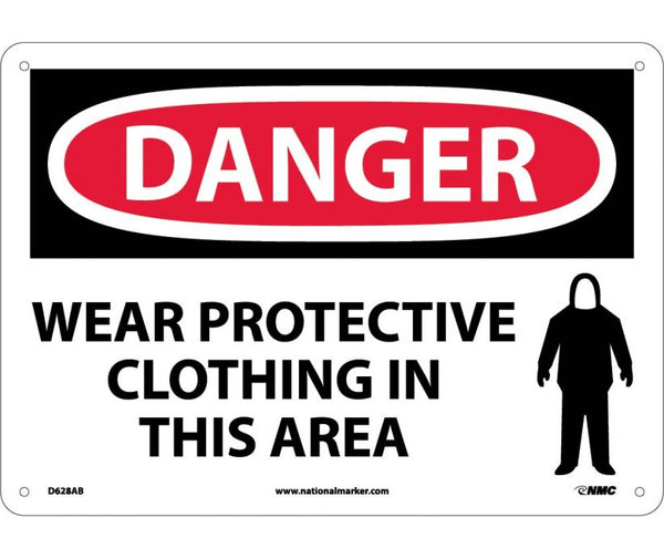 DANGER, WEAR PROTECTIVE CLOTHING IN THIS AREA, 10X14, .040 ALUM