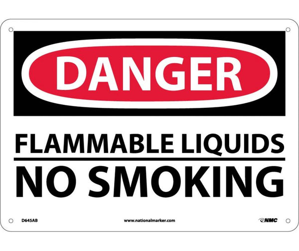 DANGER, FLAMMABLE LIQUIDS NO SMOKING, 10X14, .040 ALUM
