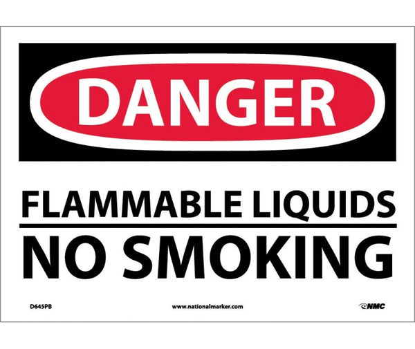 DANGER, FLAMMABLE LIQUIDS NO SMOKING, 10X14, PS VINYL