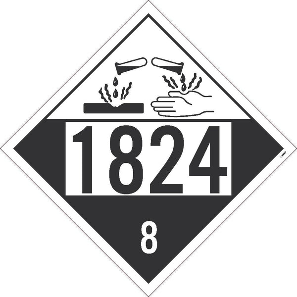 1824 Sodium Hydroxide USDOT Placard Removable Vinyl 100/Pk DL147BPR100