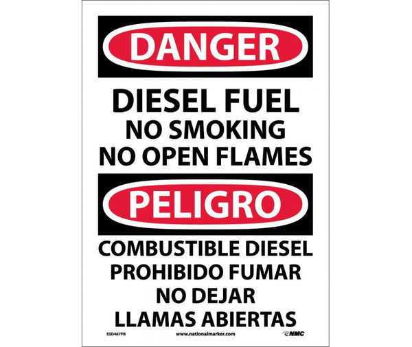 Danger Diesel Fuel No Smoking English/Spanish 14