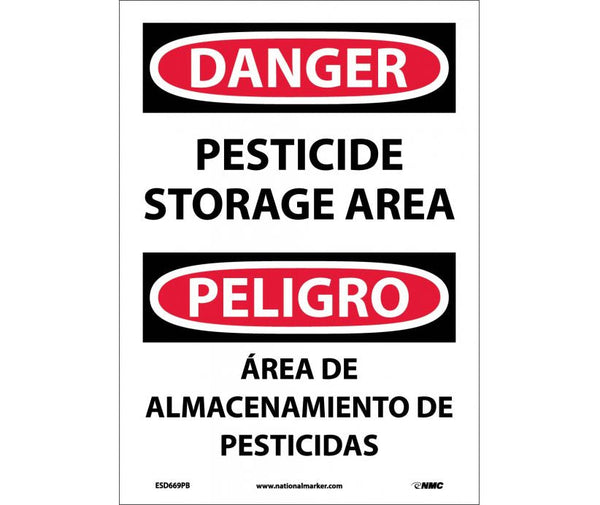 Danger Pesticide Storage Area English/Spanish 14x10 Plastic | ESD669RB