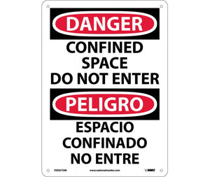 Danger Confined Space English/Spanish 14"x10" Aluminum | ESD672AB