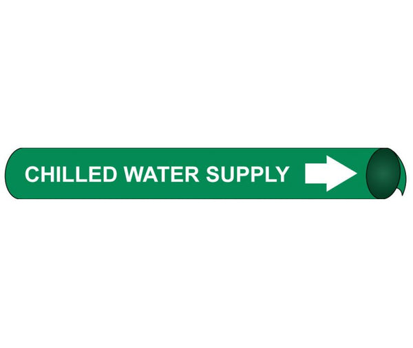 PIPEMARKER STRAP-ON, CHILLED WATER SUPPLY W/G, FITS 6