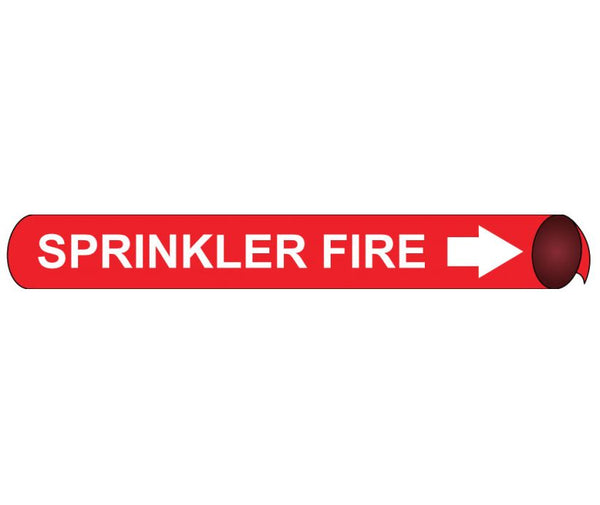 PIPEMARKER STRAP-ON, SPRINKLER FIRE W/R, FITS 6