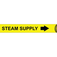 PIPEMARKER STRAP-ON, STEAM SUPPLY B/Y, FITS 6"-8" PIPE