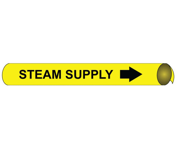 PIPEMARKER STRAP-ON, STEAM SUPPLY B/Y, FITS 6