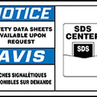 OSHA Notice Safety Label: Safety Data Sheets Available Upon Request - English/French | FBLHCM803VSP