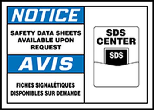 OSHA Notice Safety Label: Safety Data Sheets Available Upon Request - English/French | FBLHCM803VSP