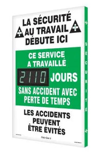 Digi-Day Electronic Safety Scoreboards: This Department Has Worked _Days Without a Lost Time Accident - French