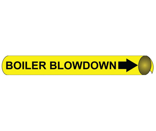 PIPEMARKER STRAP-ON, BOILER BLOWDOWN B/Y, FITS OVER 10