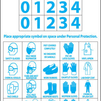 RIGHT TO KNOW LABELS, PERSONAL PROTECTION NUMBERS & SYMBOLS, PS VINYL, 10/PK