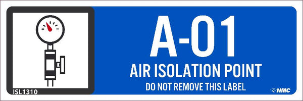 Air Isolation Point Labels Sequential Numbering 1-10