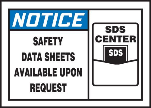 OSHA Notice Safety Label: Safety Data Sheets Available Upon Request | LHCM803XVE