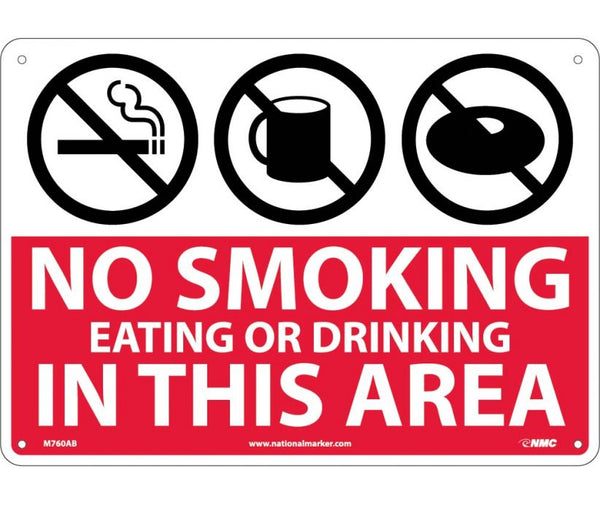 NO SMOKING EATING OR DRINKING IN THIS AREA (GRAPHICS), 10X14, ,040 ALUM