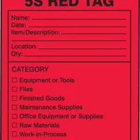Accuform"5S RED TAG", Pack of 25 PF-Cardstock Production Control Tags, 5.75" x 3.25", Black on Red, MMT105CTP