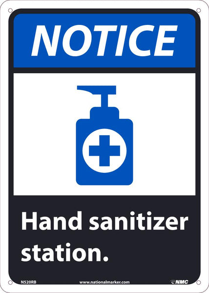 NOTICE HAND SANITIZER STATION, 14 X 10 .050 RIGID PLASTIC
