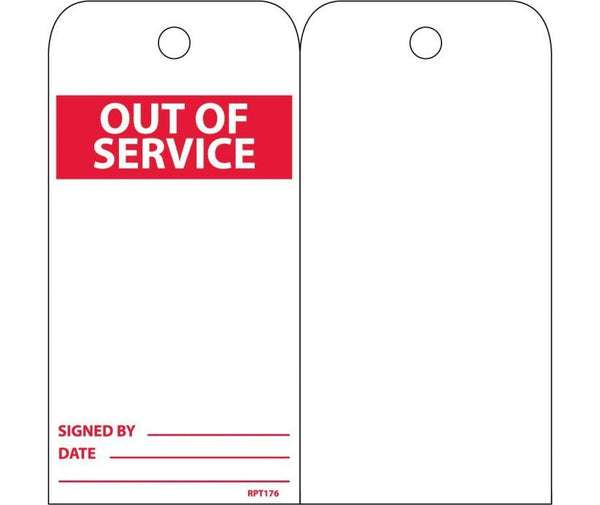 TAGS, OUT OF SERVICE, 6X3, UNRIP VINYL, 25/PK