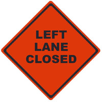 TRAFFIC, LEFT LANE CLOSED, 36X36, ROLL UP SIGN, MESH MATERIAL