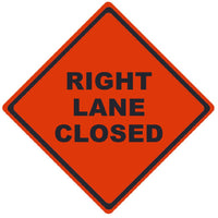 TRAFFIC, RIGHT LANE CLOSED, 36X36, ROLL UP SIGN, MESH MATERIAL