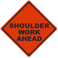 TRAFFIC, SHOULDER WORK AHEAD, 36X36, ROLL UP SIGN, MESH MATERIAL