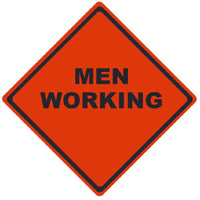 TRAFFIC, MEN WORKING, 48X48, ROLL UP SIGN, MESH MATERIAL