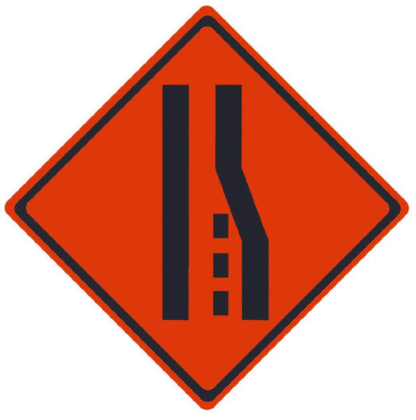 TRAFFIC, MERGE LEFT SYMBOL, 48X48, ROLL UP SIGN, MESH MATERIAL
