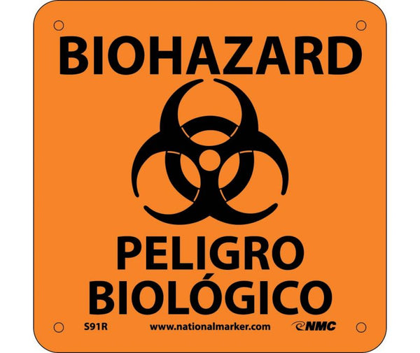 BIOHAZARD PELIGRO BIOLOGICO (BILINGUAL) (W/ GRAPHIC), 7X7, RIGID PLASTIC