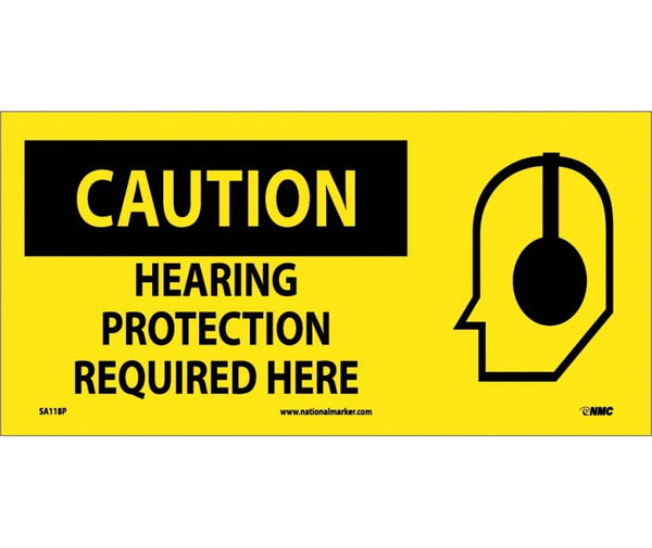 CAUTION, HEARING PROTECTION REQUIRED HERE (W/GRAPHIC), 7X17, RIGID PLASTIC