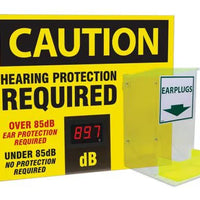Decibel Meter Sign, CAUTION HEARING PROTECTION REQUIRED OVER 85DB EAR PROTECTION REQUIRED, 20" x 24", Aluminum with Dispenser