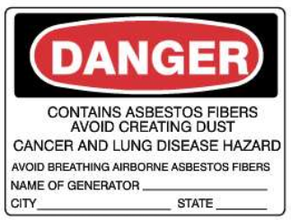 Danger Contains Asbestos Fibers - Vinyl Labels | SL-9902