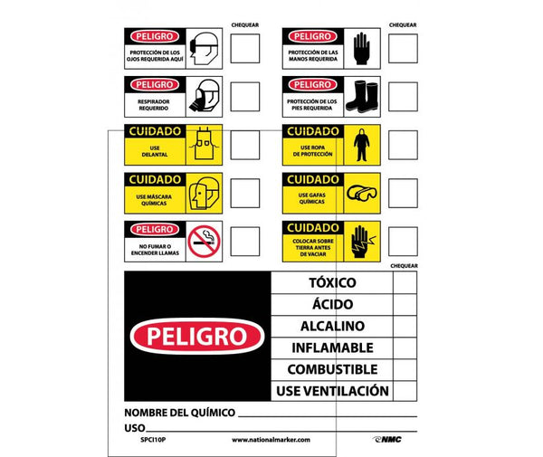 LABELS, CHEMICAL ID (SPANISH), 14X10, PS VINYL