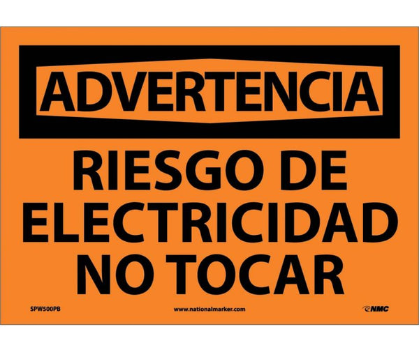 ADVERTENCIA, RIESGO DE ELECTRICIDAD NO TOCAR, 10X14, .040 ALUM