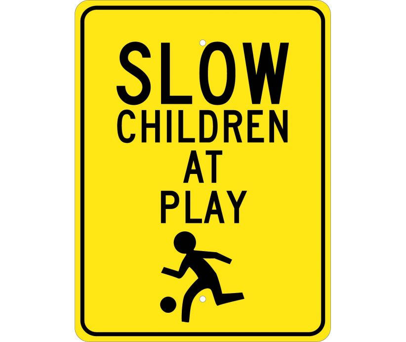 SLOW CHILDREN AT PLAY (GRAPHIC) 24X18, .080 EGP REF ALUM